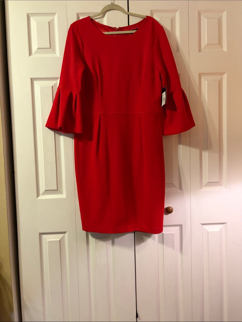 Red David Meister Dress with Bell Sleeves